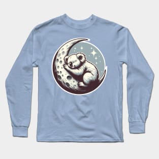 Cute koala sleeping on the moon Long Sleeve T-Shirt